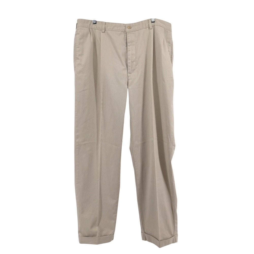 NEW Polo Ralph Lauren Chino Mens 40x32 Pants Beige Pleated Cuffed Cotton Twill